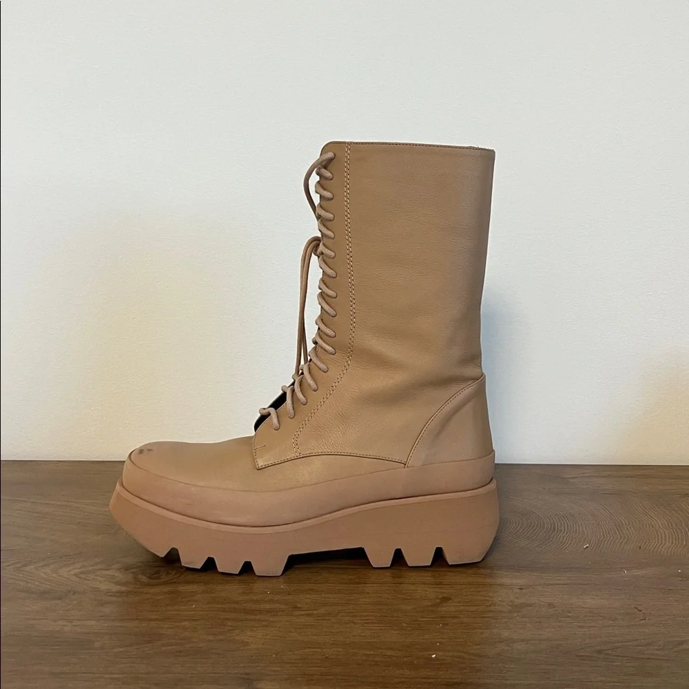 Free People Cairo Tan Leather Platform Lug Sole Boots EU 40 US 9.5-10